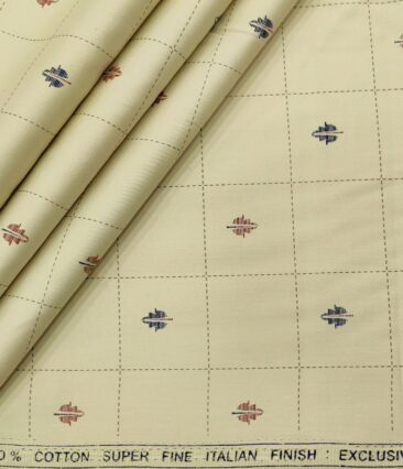 Rendell Grant Men's Cotton Printed  Unstitched Shirting Fabric (Beige)