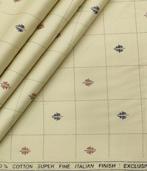 Rendell Grant Men's Cotton Printed  Unstitched Shirting Fabric (Beige)