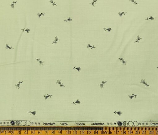 Rendell Grant Men's Cotton Printed  Unstitched Shirting Fabric (Olive Green)
