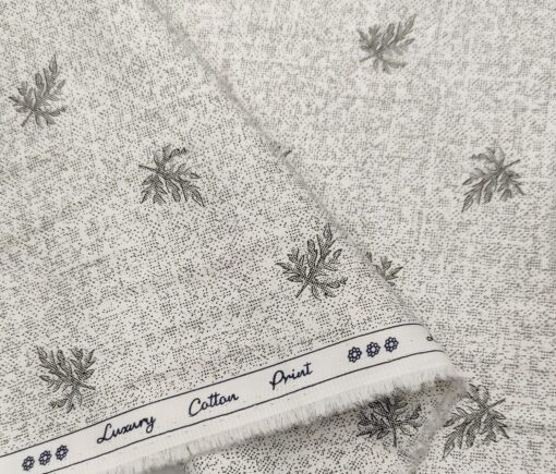 Rendell Grant Men's Cotton Printed  Unstitched Shirting Fabric (White)