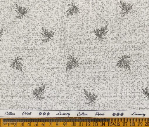 Rendell Grant Men's Cotton Printed  Unstitched Shirting Fabric (White)