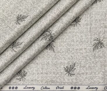 Rendell Grant Men's Cotton Printed  Unstitched Shirting Fabric (White)