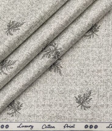 Rendell Grant Men's Cotton Printed  Unstitched Shirting Fabric (White)