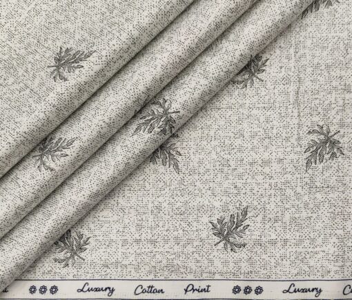 Rendell Grant Men's Cotton Printed  Unstitched Shirting Fabric (White)