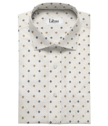 Rendell Grant Men's Cotton Printed  Unstitched Shirting Fabric (White)