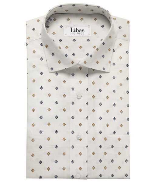 Rendell Grant Men's Cotton Printed  Unstitched Shirting Fabric (White)