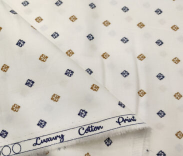 Rendell Grant Men's Cotton Printed  Unstitched Shirting Fabric (White)