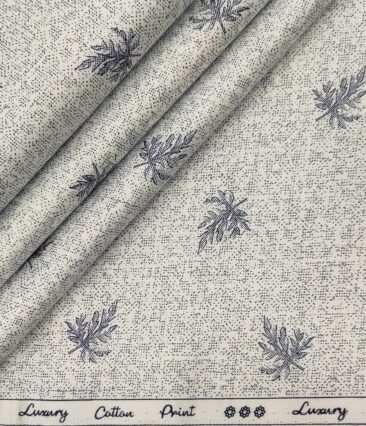 Rendell Grant Men's Cotton Printed  Unstitched Shirting Fabric (White)