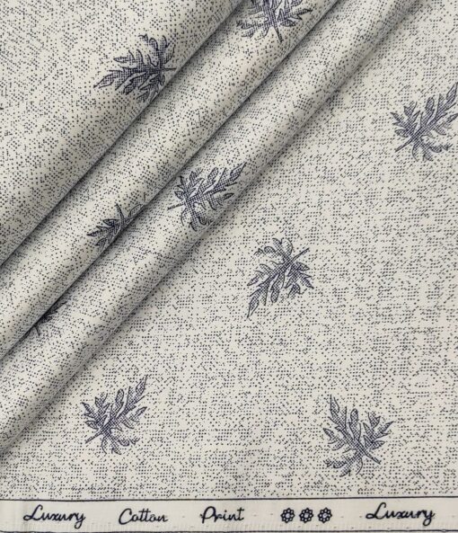 Rendell Grant Men's Cotton Printed  Unstitched Shirting Fabric (White)