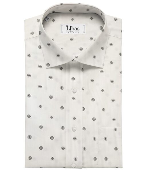 Rendell Grant Men's Cotton Printed  Unstitched Shirting Fabric (White)