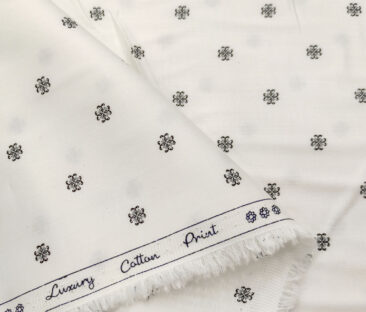 Rendell Grant Men's Cotton Printed  Unstitched Shirting Fabric (White)