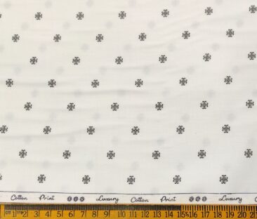 Rendell Grant Men's Cotton Printed  Unstitched Shirting Fabric (White)