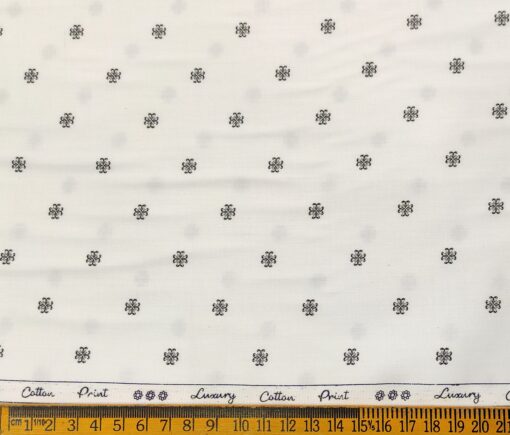 Rendell Grant Men's Cotton Printed  Unstitched Shirting Fabric (White)