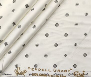 Rendell Grant Men's Cotton Printed  Unstitched Shirting Fabric (White)