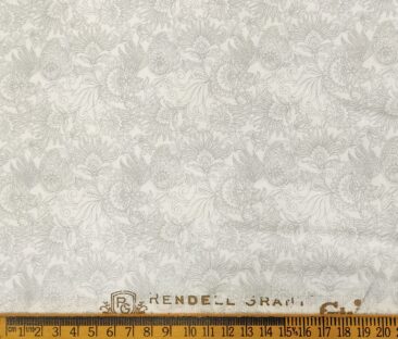 Rendell Grant Men's Cotton Printed  Unstitched Shirting Fabric (White)