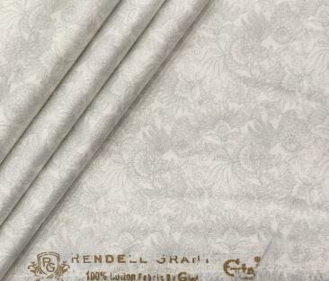 Rendell Grant Men's Cotton Printed  Unstitched Shirting Fabric (White)