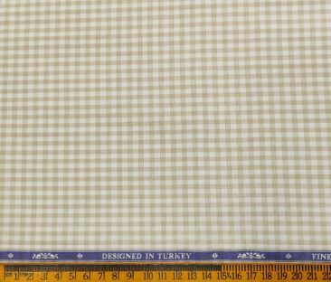 Soktas Men's Giza Cotton Checks  Unstitched Shirting Fabric (Beige)