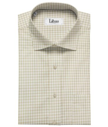 Soktas Men's Giza Cotton Checks  Unstitched Shirting Fabric (Beige)