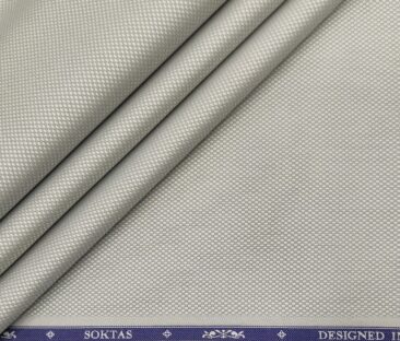 Soktas Men's Giza Cotton Structured  Unstitched Shirting Fabric (Light Grey)