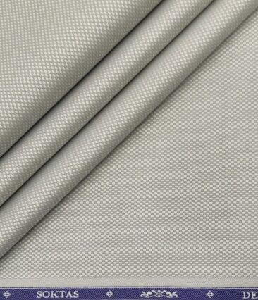 Soktas Men's Giza Cotton Structured  Unstitched Shirting Fabric (Light Grey)