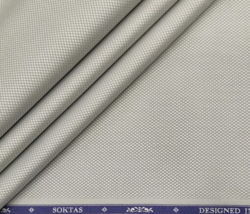 Soktas Men's Giza Cotton Structured  Unstitched Shirting Fabric (Light Grey)
