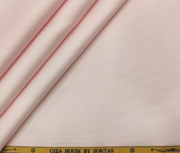 Soktas Men's Giza Cotton Structured  Unstitched Shirting Fabric (Light Pink)
