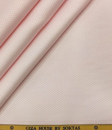 Soktas Men's Giza Cotton Structured  Unstitched Shirting Fabric (Light Pink)