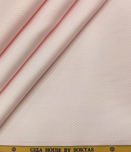 Soktas Men's Giza Cotton Structured  Unstitched Shirting Fabric (Light Pink)