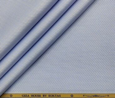Soktas Men's Giza Cotton Structured  Unstitched Shirting Fabric (Sky Blue)