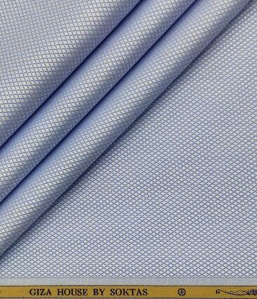 Soktas Men's Giza Cotton Structured  Unstitched Shirting Fabric (Sky Blue)