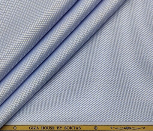 Soktas Men's Giza Cotton Structured  Unstitched Shirting Fabric (Sky Blue)