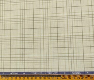 Soktas Men's Giza Cotton Checks  Unstitched Shirting Fabric (Beige)