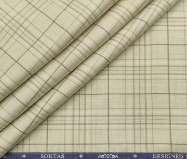 Soktas Men's Giza Cotton Checks  Unstitched Shirting Fabric (Beige)