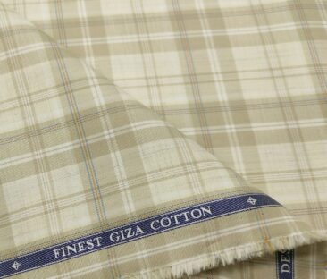 Soktas Men's Giza Cotton Checks  Unstitched Shirting Fabric (Creamish Beige)