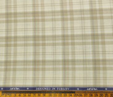 Soktas Men's Giza Cotton Checks  Unstitched Shirting Fabric (Creamish Beige)