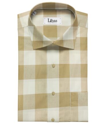 Soktas Men's Giza Cotton Checks  Unstitched Shirting Fabric (Beige)