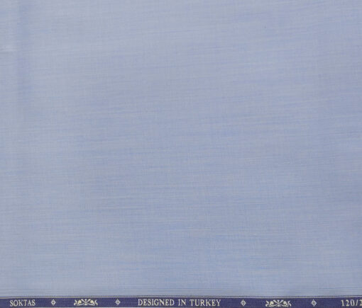Soktas Men's Giza Cotton Solids  Unstitched Shirting Fabric (Sky Blue)