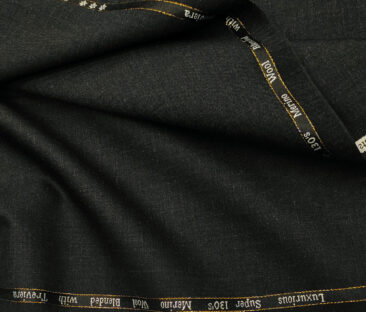 Cadini Men's Wool Self Design Super 130's Unstitched Suiting Fabric (Blackish Grey)