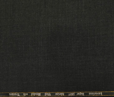 Cadini Men's Wool Self Design Super 130's Unstitched Suiting Fabric (Blackish Grey)