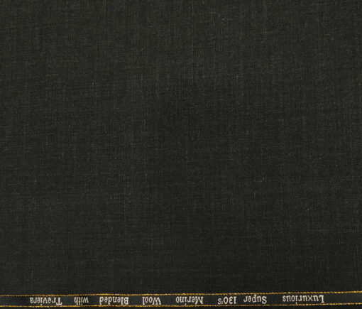 Cadini Men's Wool Self Design Super 130's Unstitched Suiting Fabric (Blackish Grey)