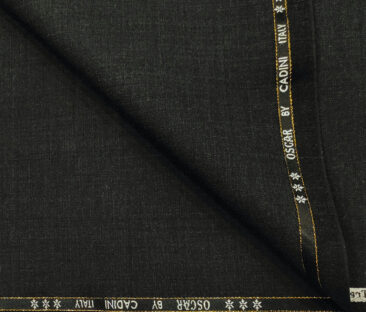 Cadini Men's Wool Self Design Super 130's Unstitched Suiting Fabric (Blackish Grey)