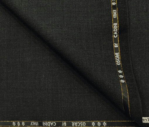 Cadini Men's Wool Self Design Super 130's Unstitched Suiting Fabric (Blackish Grey)