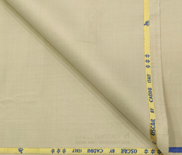 Cadini Men's Wool Solids Super 130's Unstitched Suiting Fabric (Cream)