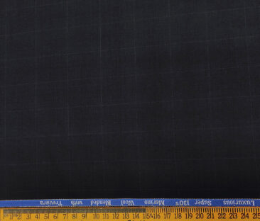 Cadini Men's Wool Checks Super 130's Unstitched Suiting Fabric (Dark Blue)