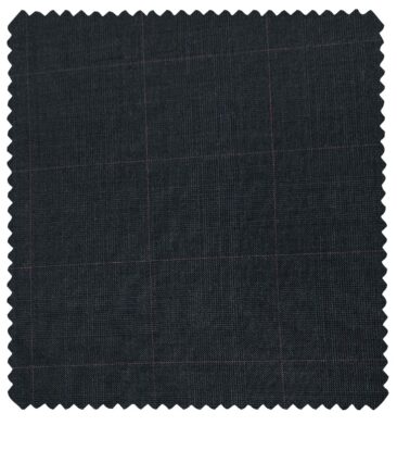 Cadini Men's Wool Checks Super 130's Unstitched Suiting Fabric (Dark Blue)