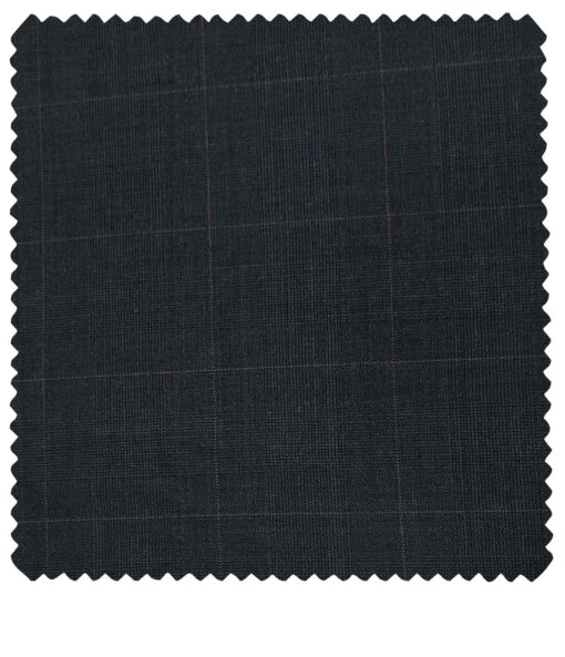 Cadini Men's Wool Checks Super 130's Unstitched Suiting Fabric (Dark Blue)