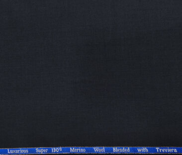 Cadini Men's Wool Solids Super 130's Unstitched Suiting Fabric (Dark Blue)