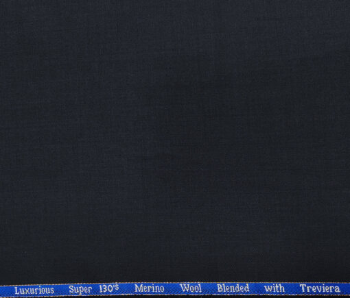 Cadini Men's Wool Solids Super 130's Unstitched Suiting Fabric (Dark Blue)