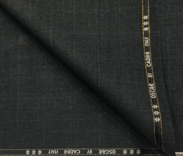 Cadini Men's Wool Checks Super 130's Unstitched Suiting Fabric (Dark Grey)