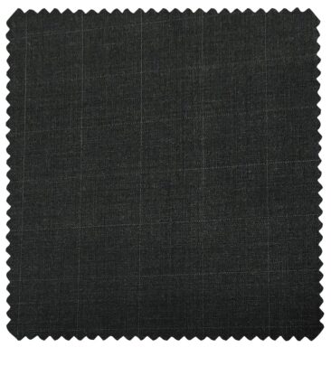 Cadini Men's Wool Checks Super 130's Unstitched Suiting Fabric (Dark Grey)